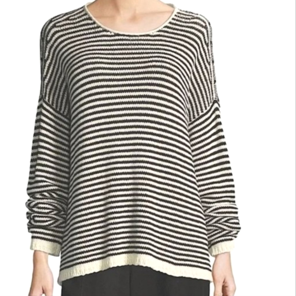 👏🏻 Eileen Fisher Knit Sweater Oversized Black & White Sz L